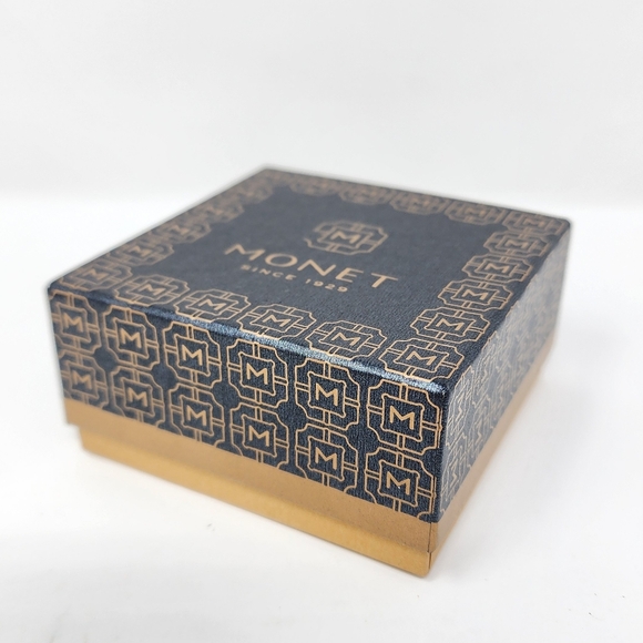 Vintage Monet Signed Cobalt Blue Rhinestone Flower Brooch - Picture 5 of 6